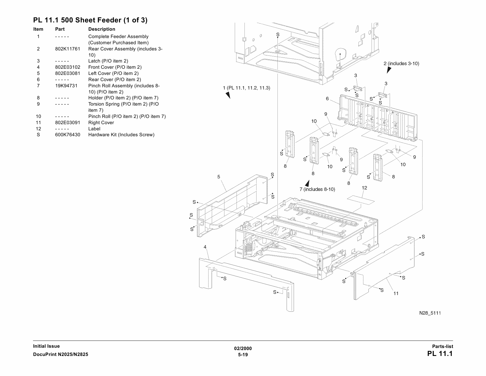 Xerox DocuPrint N2025 N2825 Parts List Manual-5